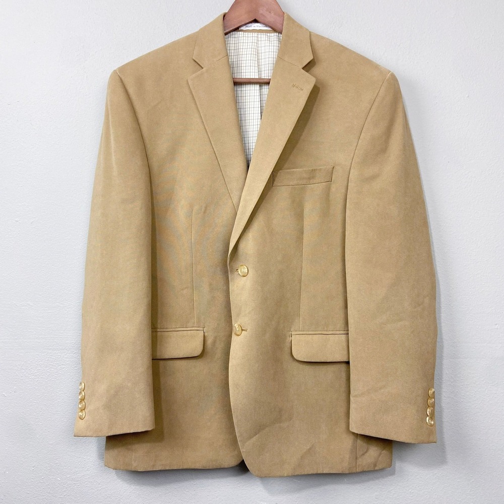 Lauren Ralph Lauren Beige Blazer Jacket Size 40S Microfiber Minimalist Academia